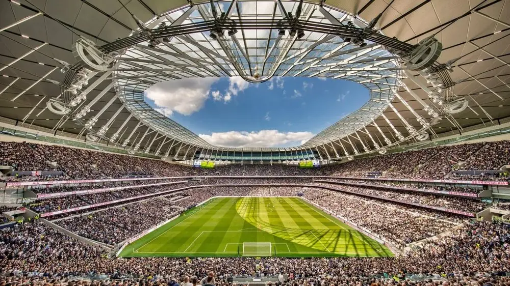 Large football stadium full on match day